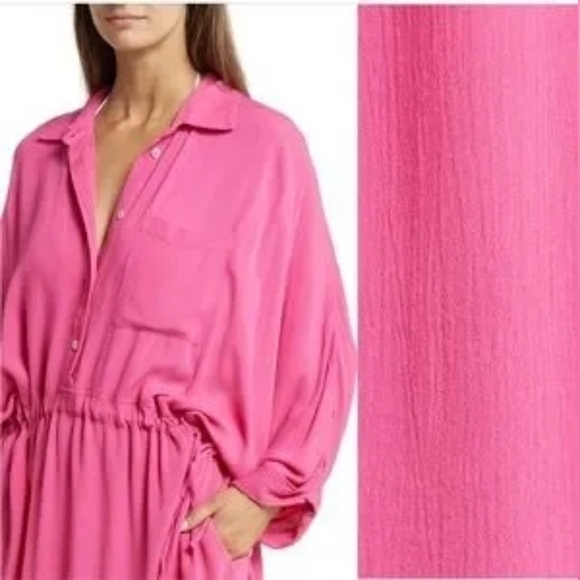 Elan Hot Pink Oversized Swimsuit Cover Up Tunic L - Picture 2 of 7
